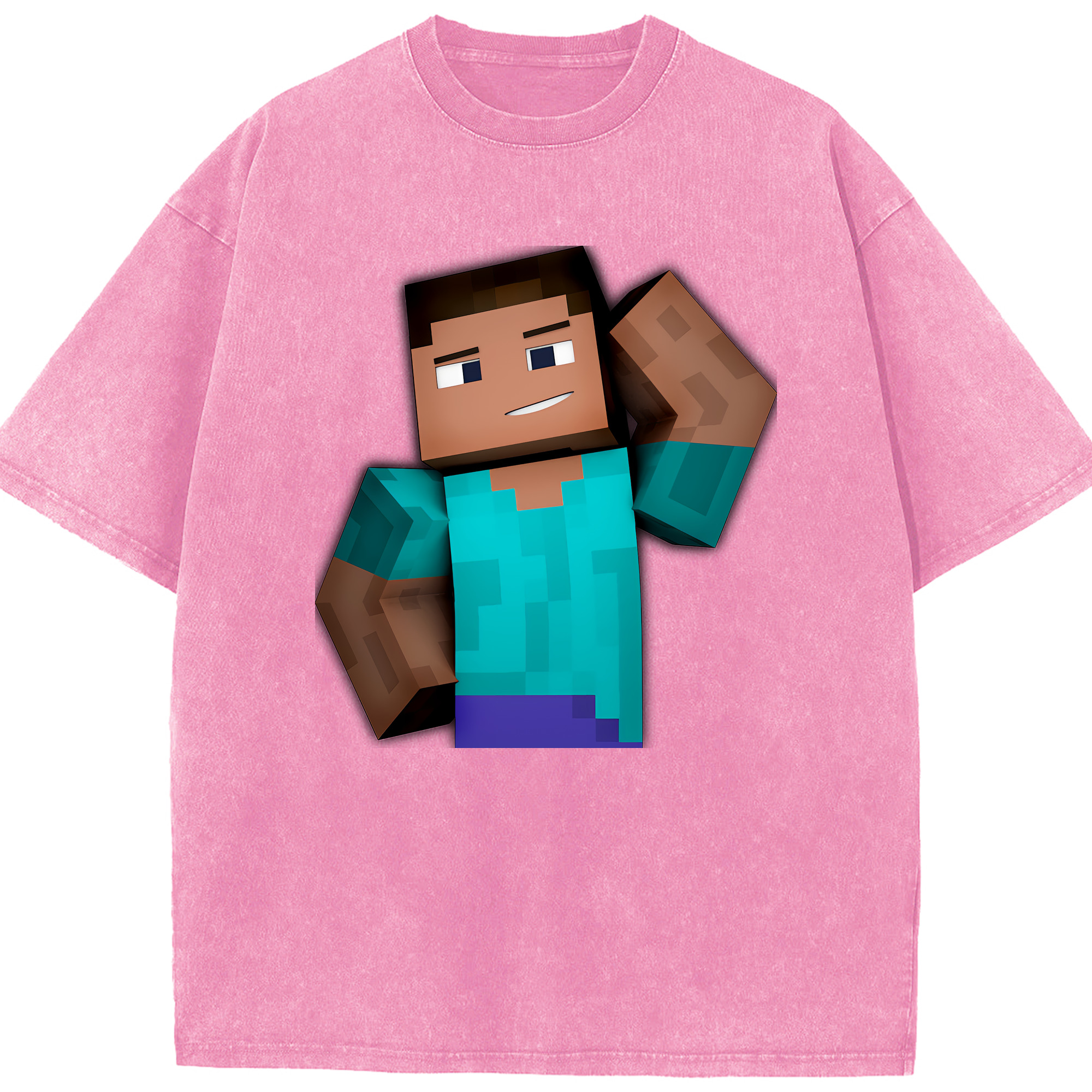 （画像用） マインクラフト ブロックの世界 Minecraft MC Block world 綿100% ヴィンテージ風 半袖Tシャツ（フロントプリント）